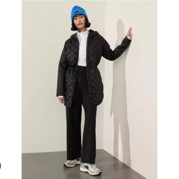 Athleta | Whisper Featherless Parka Quilted Puffer Jacket Hood Black Size M - Picture 2 of 13